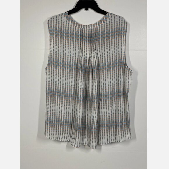 NYDJ Print Sleeveless Pleat Back Top - Azure Oracle Plus Size 2X - Picture 6 of 9